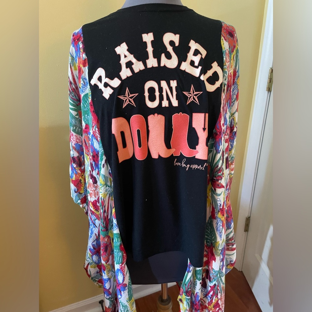 Raised On Dolly Graphic Black Women's Long Sleeve Top